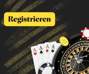Roulette Tisch mit Spielkarten und Registrieren Button
