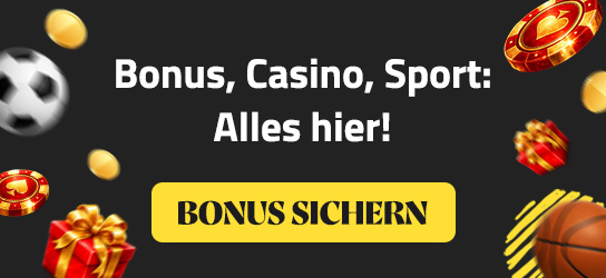 Bonus Sichern Button mit Casino und Sport Symbolen