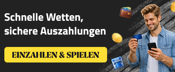 Mann mit Smartphone beim Einzahlen und sicheren Spielen